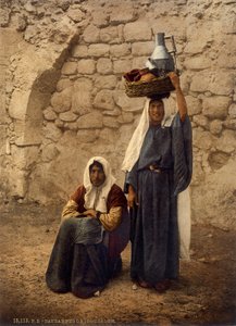 Arab women carrying milk jars, Jerusalem